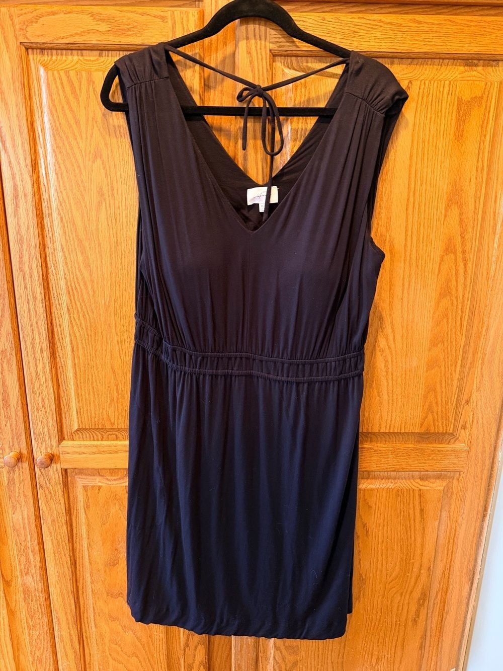 Soma WKND Black V-Neck Sleeveless Dress XL Beach Vacation Comfy 95% Rayon